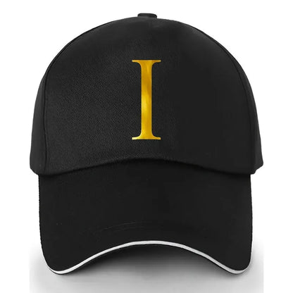 Unisex Polyester Baseball Cap | Adjustable Fit | Lightweight, Breathable & Quick-Dry | Golden Letter Print Embroidery 'M' or 'A' | Ideal for Outdoor Sports and Travel | Stylish Hip-Hop Dad Hat, Casual Wear Hat | Hiphop Style Chic Le'Meek