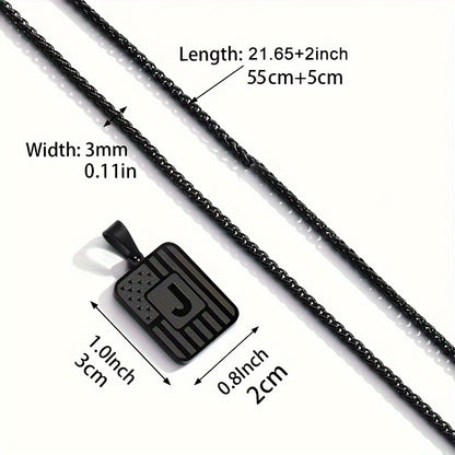 1pc Black Fashion Dog Tag Necklace, Bible Verse Pendant, Men Stainless Steel Cross Jewelry Gift