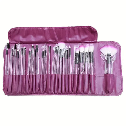 24pcs Professional Makeup Brush Set with Soft Synthetic Bristles for Flawless Foundation, Blush & Eyeshadow Application - Includes Travel Case Chic Le'Meek