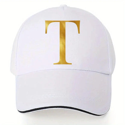 Lightweight Baseball Cap with Adjustable Shoulder Strap, Breathable And Quick Drying- Customizable Golden Letter Design, Suitable for Outdoor Sports And Travel, Baseball Cap Chic Le'Meek