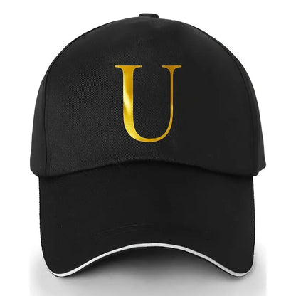 Unisex Polyester Baseball Cap | Adjustable Fit | Lightweight, Breathable & Quick-Dry | Golden Letter Print Embroidery 'M' or 'A' | Ideal for Outdoor Sports and Travel | Stylish Hip-Hop Dad Hat, Casual Wear Hat | Hiphop Style Chic Le'Meek