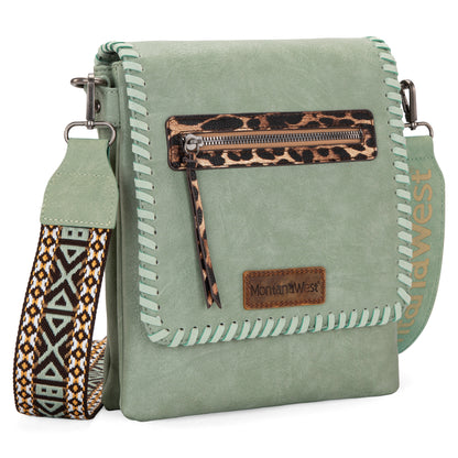 Montana West Multi Zipper Pocket Crossbody Bags for Women Western Printed Strap