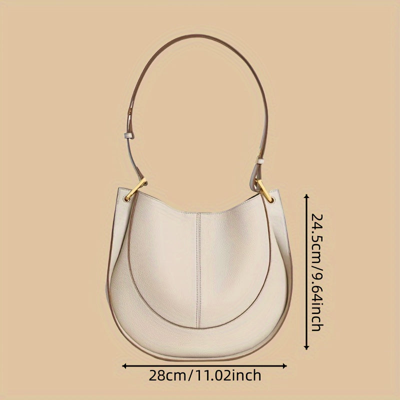 1pc Women's Summer Soft Leather Niche Light Luxury Women's Bag New Trendy Saddle Bag Large Capacity Single Shoulder Crossbody Bucket Bag