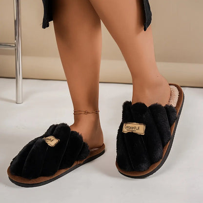 Women's Simple and Fashionable Indoor Home Comfort Warm Soft Bottom Silent Slippers Chic Le'Meek
