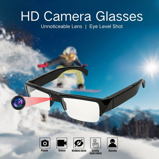 Smart 1080P HD camera glasses, outdoor sports glasses, body camera, video glasses, suitable for cycling, meeting recording, with 64GB storage card