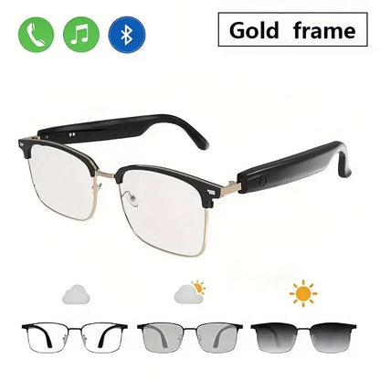 [Wireless Audio Glasses] 1pc Wireless Audio Glasses - Self-Adjusting Color Lenses, Anti-Blue Light Protection, Built-in Microphone, USB Charging, Rechargeable Lithium Polymer Battery - Ideal for Office, Outdoor Activities, Dr Chic Le'Meek