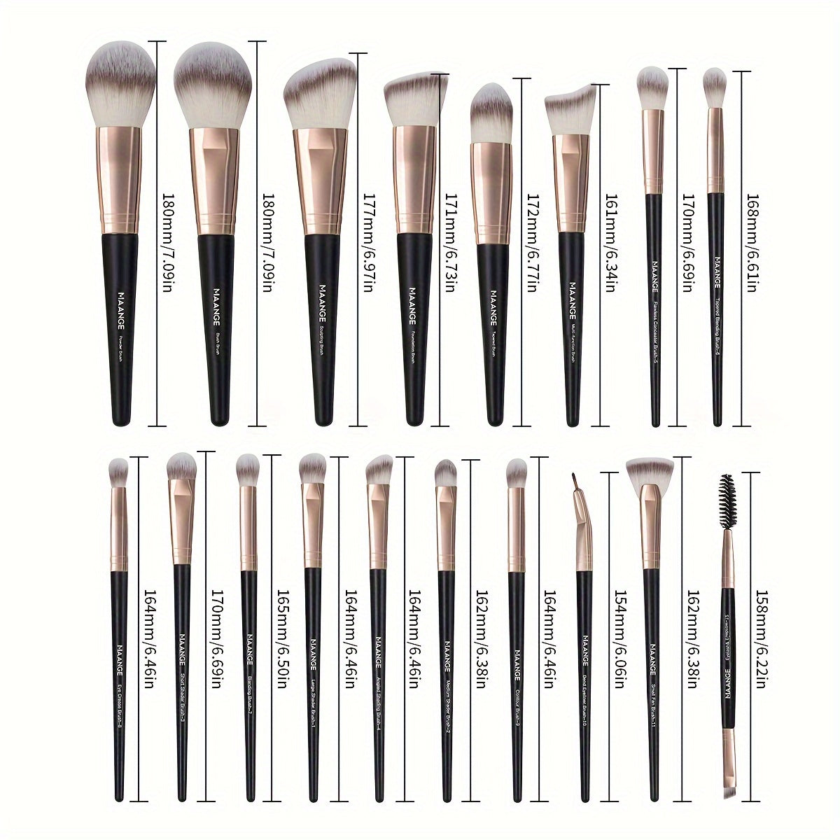 18-Piece Professional Makeup Brush Set with Case - Premium Synthetic Kabuki Bristles for Flawless Foundation