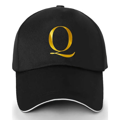 Unisex Polyester Baseball Cap | Adjustable Fit | Lightweight, Breathable & Quick-Dry | Golden Letter Print Embroidery 'M' or 'A' | Ideal for Outdoor Sports and Travel | Stylish Hip-Hop Dad Hat, Casual Wear Hat | Hiphop Style Chic Le'Meek
