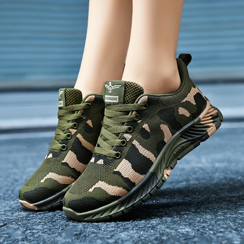 Men's Fashion-Forward Camouflage Sneakers - Artfully Woven Knit, Ultra-Comfortable, Secure Non-Slip Grip