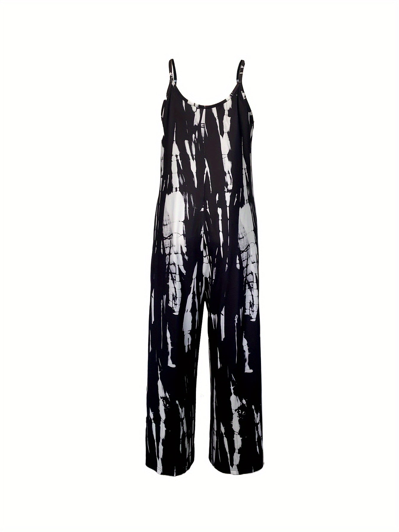 Plus Size Tie Dye Charm - Comfortable Sleeveless Jumpsuit with Pockets, Stylish Slip-On for Womens Casual All-Day Wear