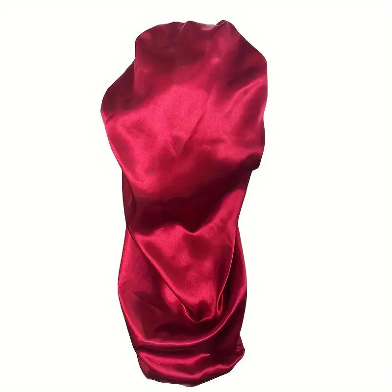 [Satin Sleep Caps] 2pcs Extra Long Satin Sleep Caps - Soft 100% Polyester, Adjustable Tie Design, Comfortable & Stylish for Women in Black & Pink Chic Le'Meek