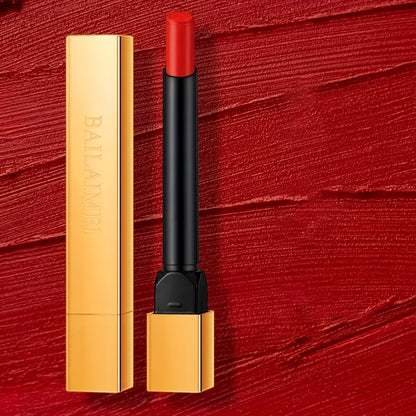 Red Velvet Matte Lipstick: Long-Lasting, Water-Resistant, All Skin - Ideal Valentine’s Gift in Elegant Golden Tube