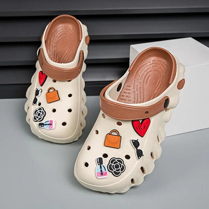 Women's Cartoon 3d Decor Clogs, Slip On Lightweight Soft Sole Garden Clogs, Closed Toe Summer Beach Shoes Chic Le'Meek