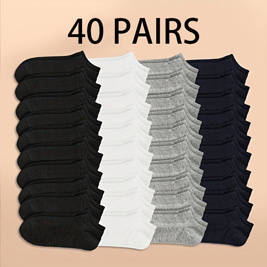 20/40 Pairs of Men's ComfySoft Knitted Liner Socks - Breathable, Sweat-Absorbing, Anti-Odor, Elastic & Soft - Perfect for Spring & Summer Casual Wear