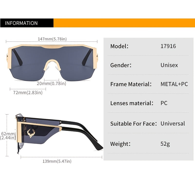 Big Frame Sunglasses, Bull's Head Decorative Sunglasses For Men And Women Riding