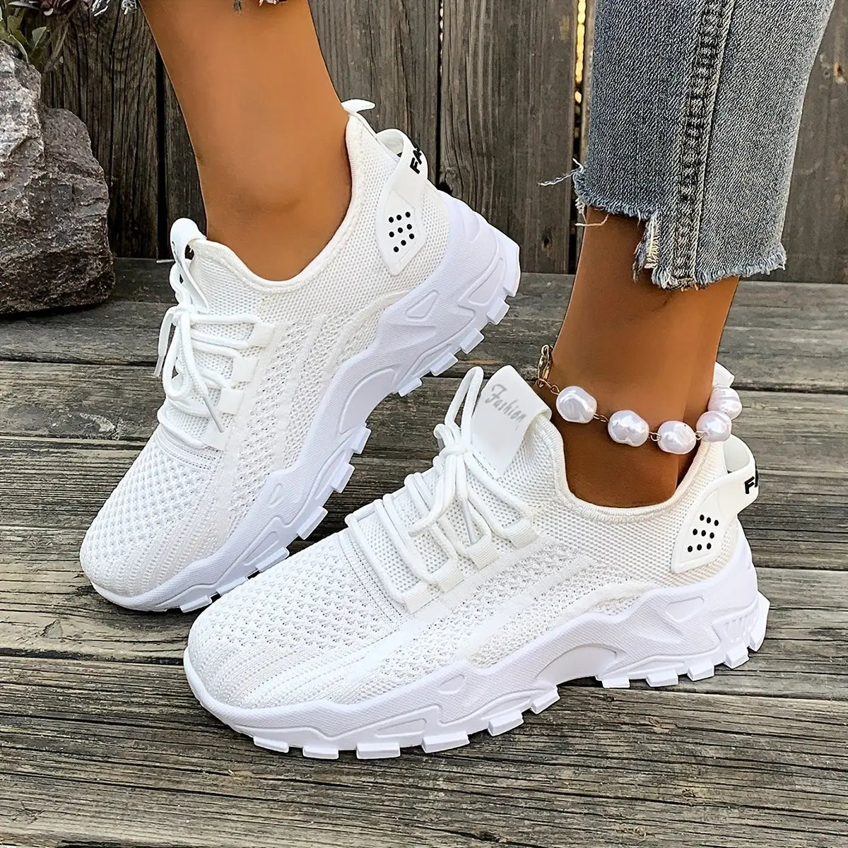 Ladies' Breathable Mesh Women'S Shoes, Lightweight And Low Cut Sports Shoes, Soft Insoles, Comfortable All Season Fitness, Walking And Casual Wear, White, Black, Red Fashionable Design, Comfortable Outdoor Thick Soled Casual Chic Le'Meek