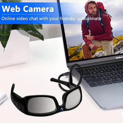 1pc 1080P Ultra Clear Glasses, Outdoor Cycling Sports Glasses With Smart Audio & Portable Camera Recorder, Glasses With 32GB Memory Card, USB Interface & Headphones