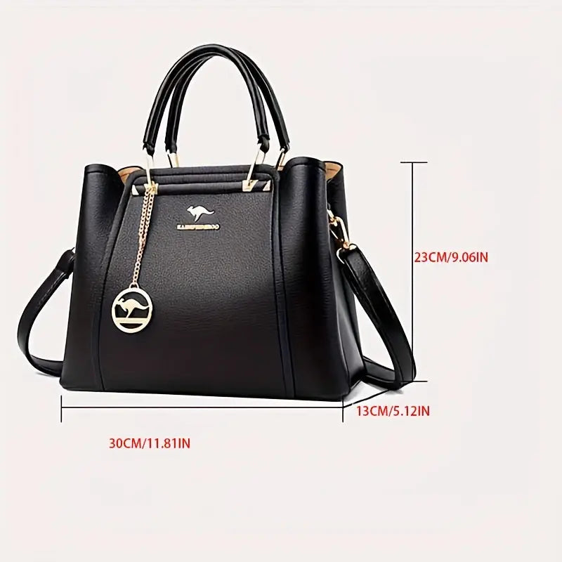 [Chic Tote Bag] Versatile Chic Black Tote Bag for Women | Polyester Lined, Zip Closure, Casual Style - Perfect for Everyday Use Chic Le'Meek