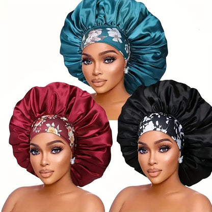 3pcs Satin Nightcap Women, Breathable Design High Density Hair Cap, Loose Elastic, Soft Fabric, Perfect For Night Hair Maintenance, Four Seasons Chemotherapy Patients Shower Cap Chic Le'Meek