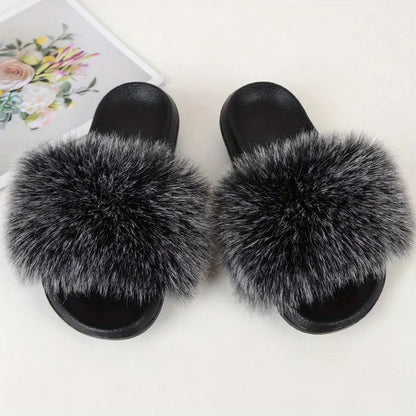 Luxurious Womens Faux Fur Slides - Soft Open Toe Slip-Ons - Ultra-Plush Indoor Slippers for Cozy Lounging - Comfortable Flat Sole - Perfect for Bedroom & Casual Wear Temu