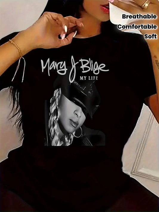 Plus Size, Women's Mary J. Blige MY LIFE Album Tribute Graphic Tee Temu