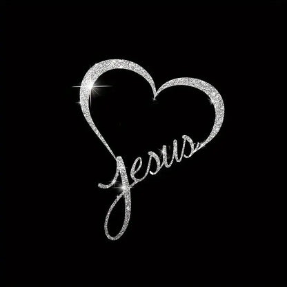 1pc JESUS Car Door Decoration Sticker Love Reflective Decal Window Fashionable Bling Shiny Car Decal Chic Le'Meek
