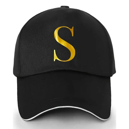 Unisex Polyester Baseball Cap | Adjustable Fit | Lightweight, Breathable & Quick-Dry | Golden Letter Print Embroidery 'M' or 'A' | Ideal for Outdoor Sports and Travel | Stylish Hip-Hop Dad Hat, Casual Wear Hat | Hiphop Style Chic Le'Meek