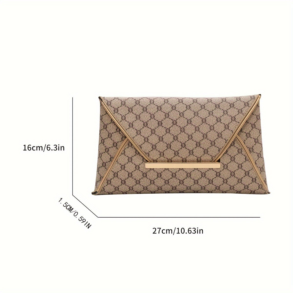 Large Capacity Classic Elegant Envelop Clutch Wallet - Geometric Patterned PU Material, Flap Closure, Polyester Lining, Random Printing - Perfect for Occasional Use, Womens Retro Style Coin Purse