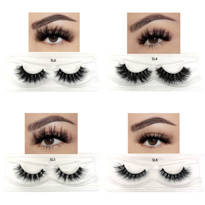 50 Pairs of 3D Waterproof Mink Lashes with Sparkle - Natural, Fluffy, and Voluminous - 13-15mm Length, Mixed Upward Curve - Reusable and Portable - Perfect for Everyday Makeup