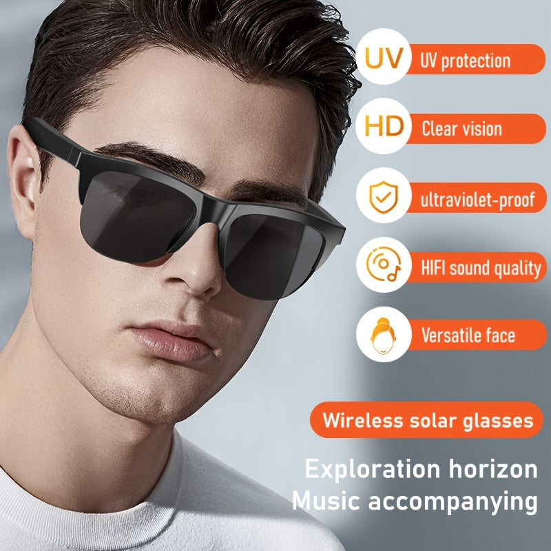 New Smart Wireless V5.3 Sunglasses, Multifunctional Glasses, Wireless Calls, Music Playback, Outdoor Sports Headphones, with Rechargeable HIFI Sound Quality, HD Lenses,  Unisex, Touch, Long Battery Life, UV Protection