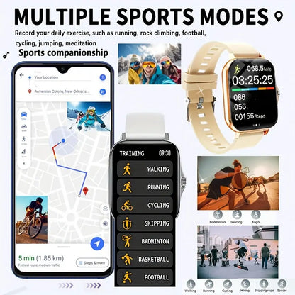 Full Touch Screen 1.83-inch Smart Watch for Men and Women with Wireless Calls, Message Reminders, Sports Tracker, Remote Camera, Weather Notification - USB Rechargeable, Multiple Sports Modes, 240P Resolution, Positioning Nav Chic Le'Meek