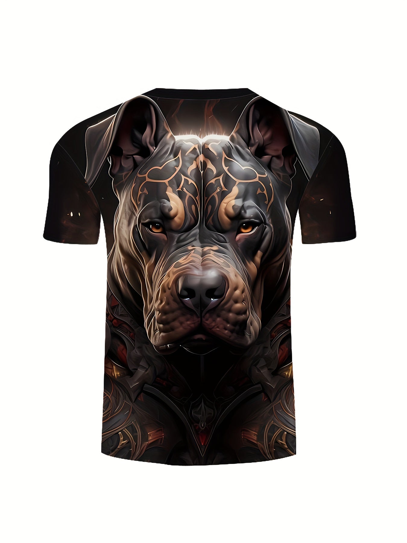 Plus Size 3D Pug Graphic Print Short Sleeve Crew Neck T-Shirt - Soft Slight Stretch Polyester Fabric, Casual Stylish Patterned Tops for Summer - Translucent, Regular Fit, Knit Fabric, Perfect for Outdoor Sports and Daily Wear