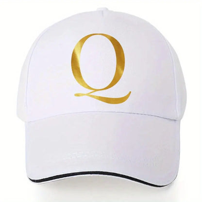 Lightweight Baseball Cap with Adjustable Shoulder Strap, Breathable And Quick Drying- Customizable Golden Letter Design, Suitable for Outdoor Sports And Travel, Baseball Cap Chic Le'Meek