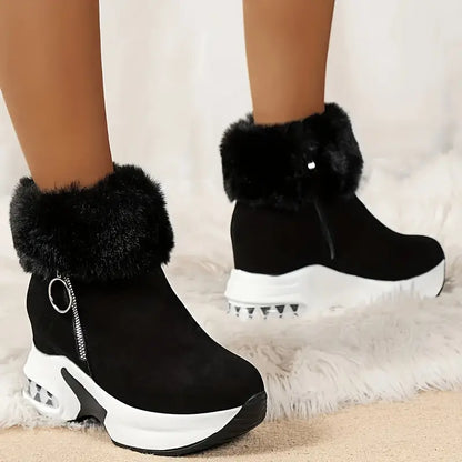 Women's Platform Wedges Ankle Boots, Casual Push Lined Side Zipper Short Boots, Warm & Comfortable Winter Shoes Chic Le'Meek
