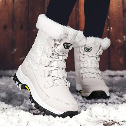 Ultra-Warm Chunky Snow Boots for Women - Anti-Slip, Wear-Resistant, High-Tube Hiking Boots with Thickened Soles for Winter Outdoor Activities - Comfortable, Waterproof, and Breathable Chic Le'Meek