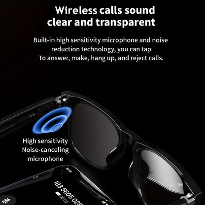 Blackview Smart Wireless Audio Glasses, Fashion Sunglasses for Office, Outdoor, Sports Driving, Unisex Smart Glasses for Men and Women, Play Music, Hands-Free Calling, Clear Frame.