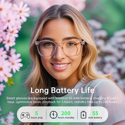 [New Smart Glasses] Smart Glasses: New Photo-taking Outdoor Sports | Music And Calls, Lightweight, Remote Control Photography, Built-in Microphone And Speaker, Noise Reduction, Touch And AI Voice Assistant, Compatible With IP Chic Le'Meek