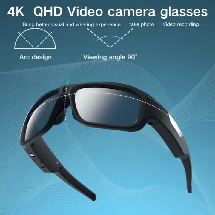 4K outdoor sports camera glasses, mountain biking outdoor video camera sunglasses