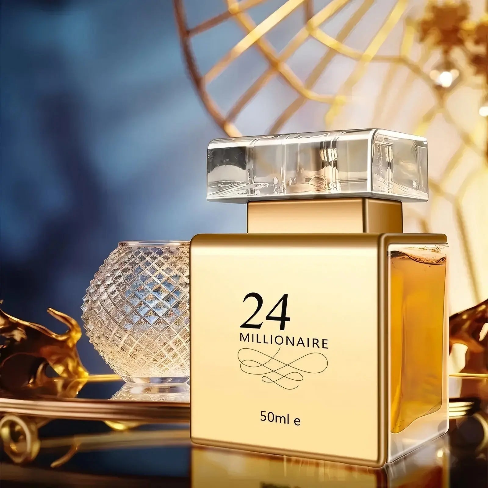 24 Millionaire Eau De Parfum for Women 1.7oz - Luxurious Golden-Tone Transparent Bottle, Long-Lasting Floral & Fruity Scent, 10-20% Concentration, Perfect for Dating, Daily Use & Gift Giving Chic Le'Meek