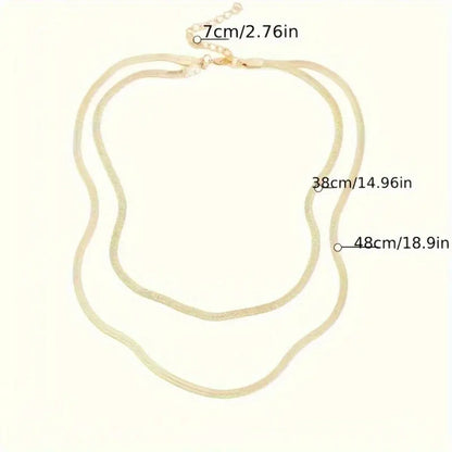 1pc Elegant Minimalist Multi-Layer Flat Snake Chain Necklace for Women - Golden-Tone Alloy Versatile Daily Wear & Holiday Gift Jewelry, Snake Jewelry Chic Le'Meek