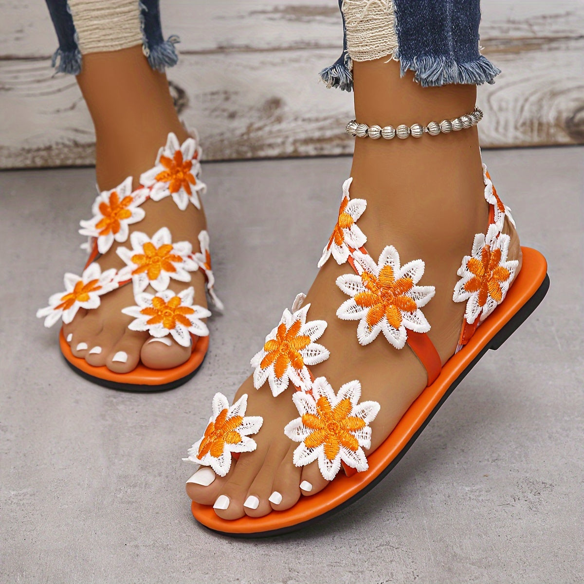 [Women's Flat Sunflower Summer Sandals] Summer New Style Women'S Sunflower Flat Sandals