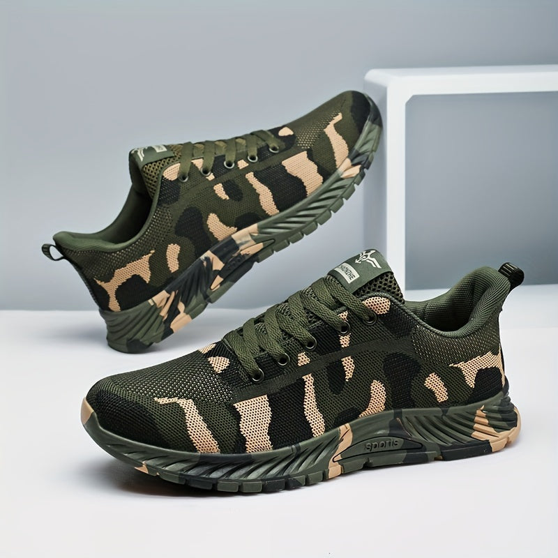 Men's Fashion-Forward Camouflage Sneakers - Artfully Woven Knit, Ultra-Comfortable, Secure Non-Slip Grip