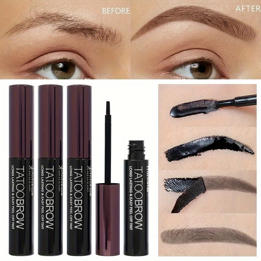 3pcs Semi-Permanent Eyebrow Gel Set - Long-Lasting, Waterproof, Sweatproof, and Smudge-Free Black Brown Tattoo Eyebrow Dye Cream for Flawless, Natural-Looking Brows on All Skin Types