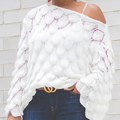 Women's Off-Shoulder Hollow Knit Sweater Temu