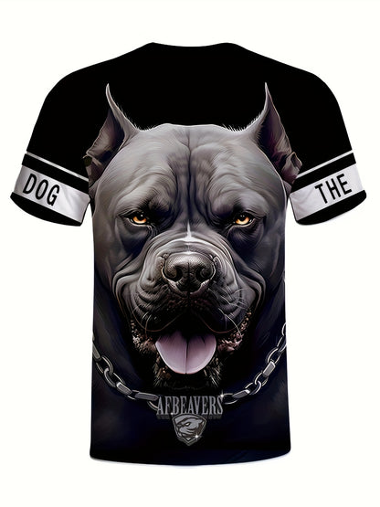 Mens Graphic Crew Neck T-Shirt - Fashion Outdoor Tee with 3D Dog Random Print Design