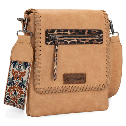 Montana West Multi Zipper Pocket Crossbody Bags for Women Western Printed Strap