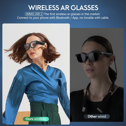 Air 2 AR Glasses Wireless, Smart ChatGPT AR Glasses with 1080P Micro OLED Virtual Theater, Augmented Reality Glasses with Camera, 10 Languages Translation, Watching Movies, Phone Calls, Teleprompter