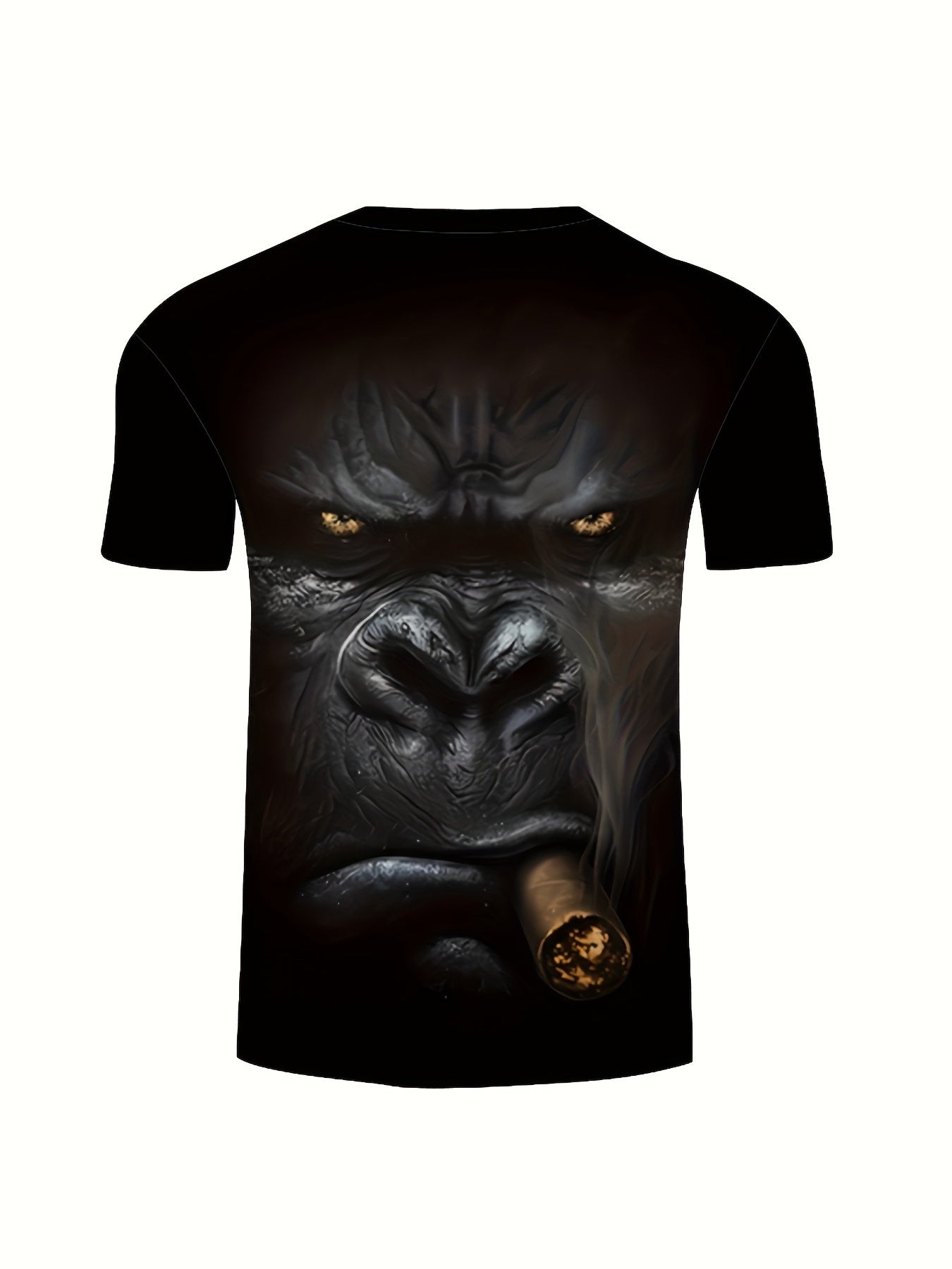 Plus Size Mens Fashion-Forward 3D Gorilla Print Tee - Vivid Summer Street Style, Breathable Short Sleeves, Premium Quality