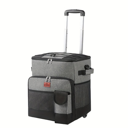 Large Capacity Rolling Briefcase, Rolling Handbag With Wheels, Rolling Storage Bag With Detachable Folding Handcart, Mobile Storage Bag