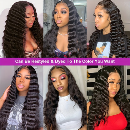 13x4 HD Lace Frontal Wig - Luxurious Loose Deep Wave Brazilian Body Hair, 200% Density, Glueless, Natural Looking, Vacation Style for African Women